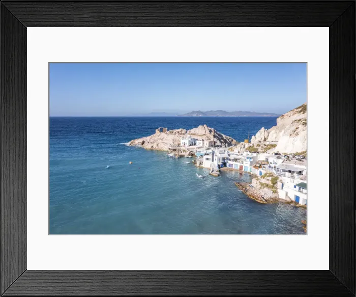 Framed Print : Firopotamos village from above, Milos Island, Cyclades, Greece Framed Print : Firopotamos village from above, Milos Island, Cyclades, Greece