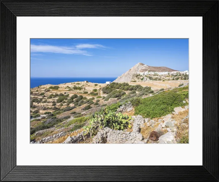 Framed Print : Mediterranean landscape in Folegandros, Greek Islands, Greece Framed Print : Mediterranean landscape in Folegandros, Greek Islands, Greece