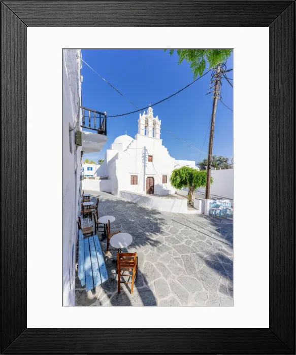 Framed Print : Greece, Cyclades Islands, Folegandros Island, Hora town. Church and road in summertime Framed Print : Greece, Cyclades Islands, Folegandros Island, Hora town. Church and road in summertime