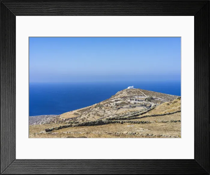 Framed Print : Lonely tree on a hill against blue sea, Folegandros, Cyclades, Greece Framed Print : Lonely tree on a hill against blue sea, Folegandros, Cyclades, Greece