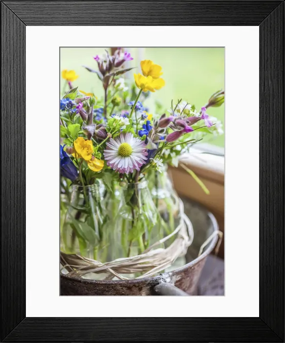 Framed Print : Rustic decoration with wild flowers, South Tyrol, Italy Framed Print : Rustic decoration with wild flowers, South Tyrol, Italy