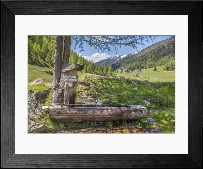 Framed Print : Drinking water fountain at the Holy Spirit church in Kasern, Valle Aurina, South Tyrol Framed Print : Drinking water fountain at the Holy Spirit church in Kasern, Valle Aurina, South Tyrol