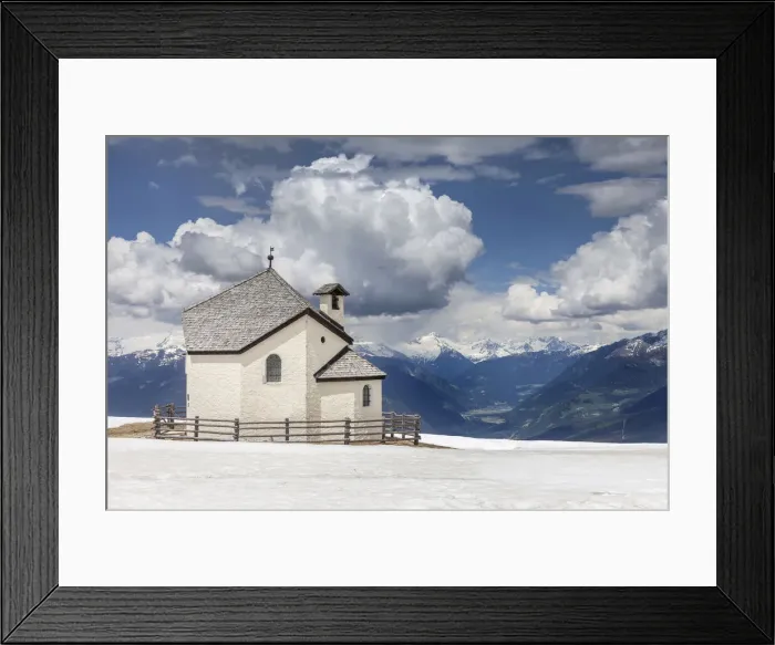 Framed Print : Chapel on the Plan de Corones (2, 275 m) above Bruneck, South Tyrol, Italy Framed Print : Chapel on the Plan de Corones (2, 275 m) above Bruneck, South Tyrol, Italy