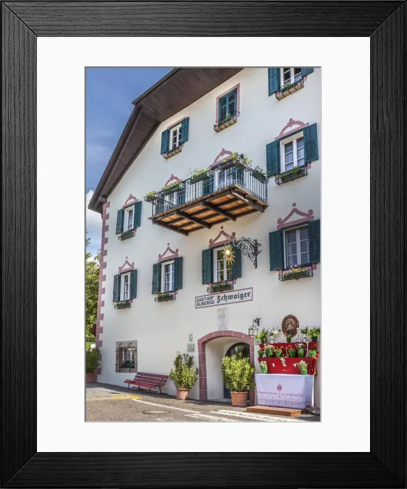 Framed Print : Historic inn in Lengstein am Ritten, Renon, South Tyrol, Italy