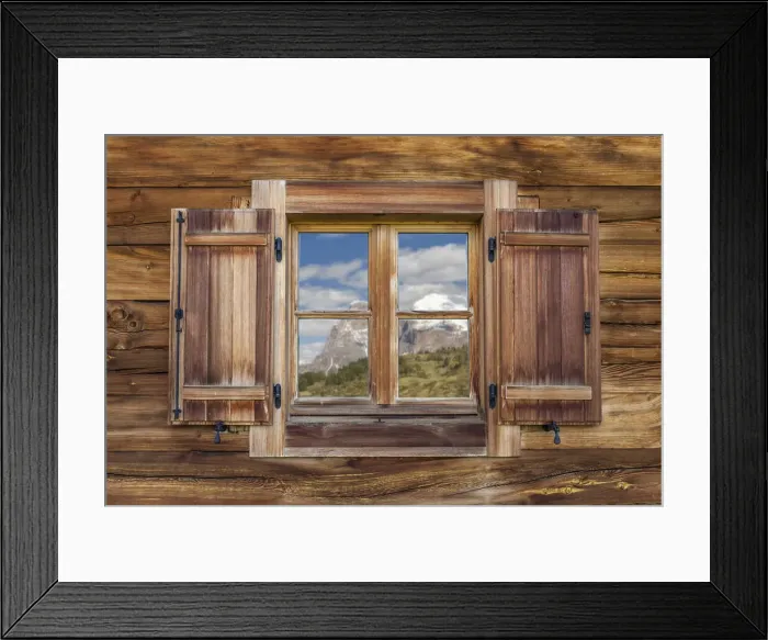 Framed Print : Old window at a hut on the Alpe di Siusi, South Tyrol, Italy Framed Print : Old window at a hut on the Alpe di Siusi, South Tyrol, Italy