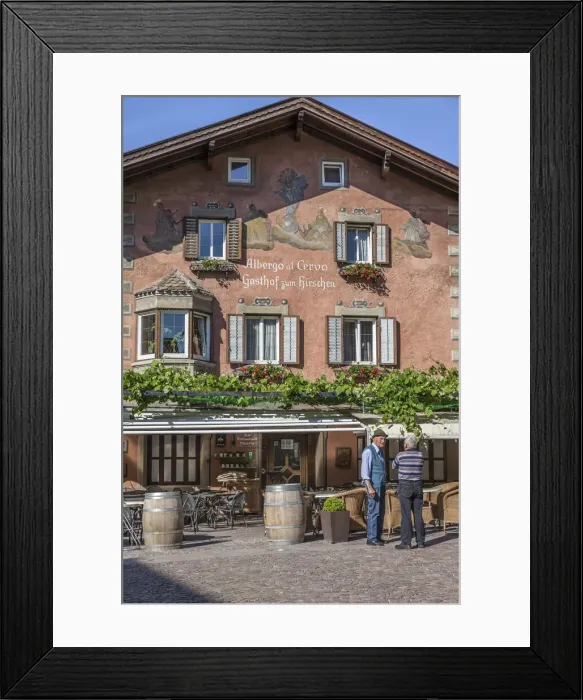 Framed Print : Historic inn zum Hirschen in the old town of Klausen, South Tyrol, Italy Framed Print : Historic inn zum Hirschen in the old town of Klausen, South Tyrol, Italy