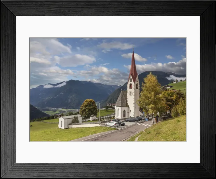 Framed Print : Church of Ahornach above the Valle Aurina, South Tyrol, Italy Framed Print : Church of Ahornach above the Valle Aurina, South Tyrol, Italy