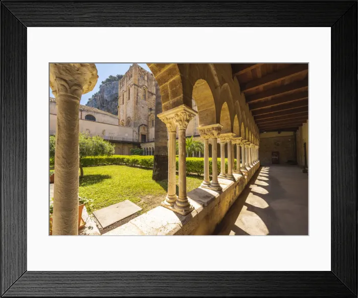Framed Print : Cefalu, Sicily, Italy. Cloister of the Cefalu Cathedral Framed Print : Cefalu, Sicily, Italy. Cloister of the Cefalu Cathedral