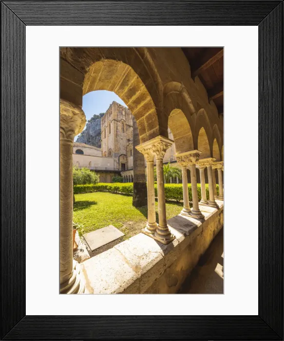 Framed Print : Cefalu, Sicily, Italy. Cloister of the Cefalu Cathedral Framed Print : Cefalu, Sicily, Italy. Cloister of the Cefalu Cathedral