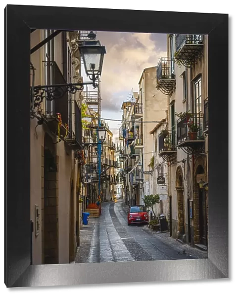 Cefalu, Sicily, Italy. City street in the old town
