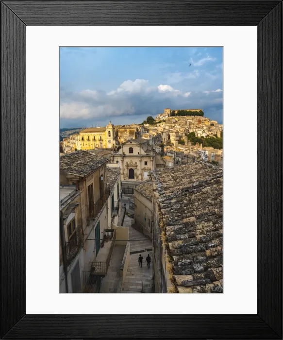 Framed Print : Ragusa Ibla, Ragusa, Sicily, Italy. Cityscape at sunset
