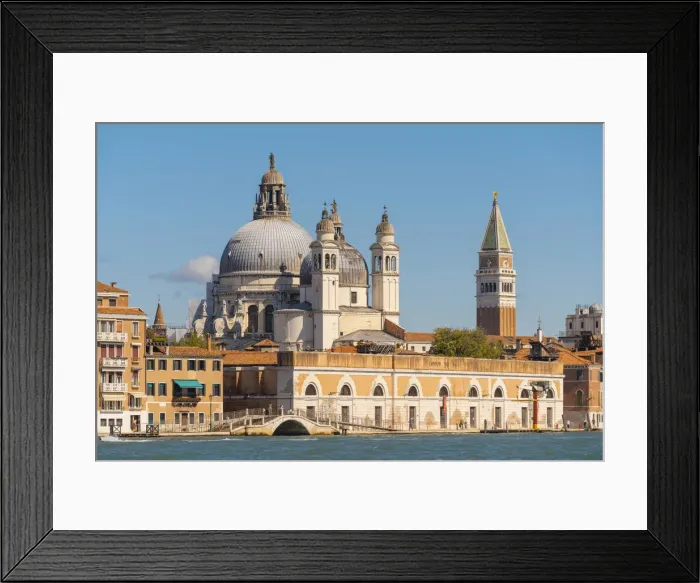 Framed Print : Venice, Veneto, Italy. Dorsoduro skyline with Campanile di San Marco and Salute basilica Framed Print : Venice, Veneto, Italy. Dorsoduro skyline with Campanile di San Marco and Salute basilica
