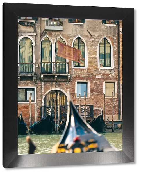 Venice, Veneto, Italy. Gondolas point of view along the Canal Grande