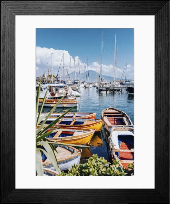 Framed Print : Santa Lucia, Naples, Campania, Italy. Fishing boat and Vesuvius Volcano on background Framed Print : Santa Lucia, Naples, Campania, Italy. Fishing boat and Vesuvius Volcano on background