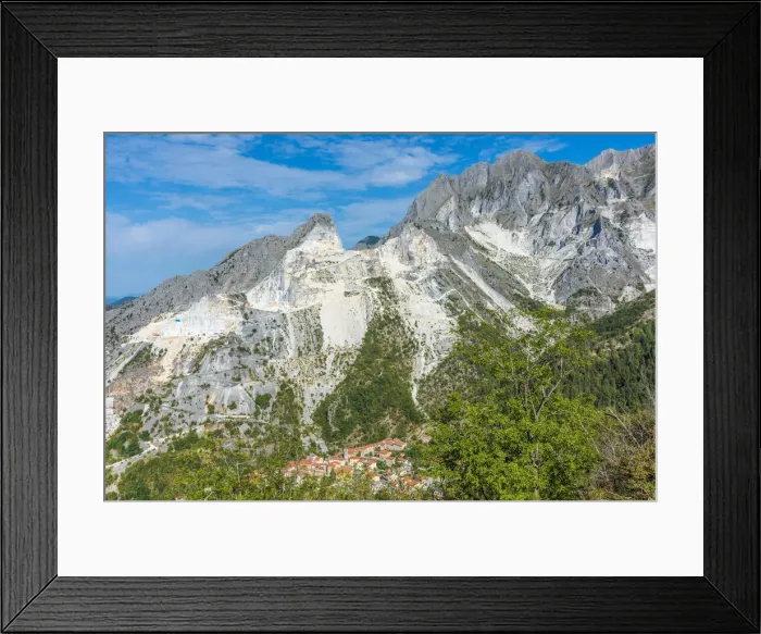 Framed Print : Europe, Italy, Tuscany. The marble quarries and the little village of Colonnata above Framed Print : Europe, Italy, Tuscany. The marble quarries and the little village of Colonnata above