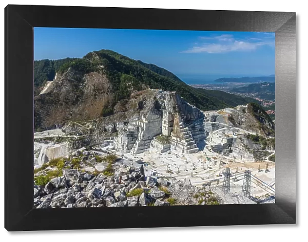 Europe, Italy, Tuscany. The active marble quarry Gioia seen from above