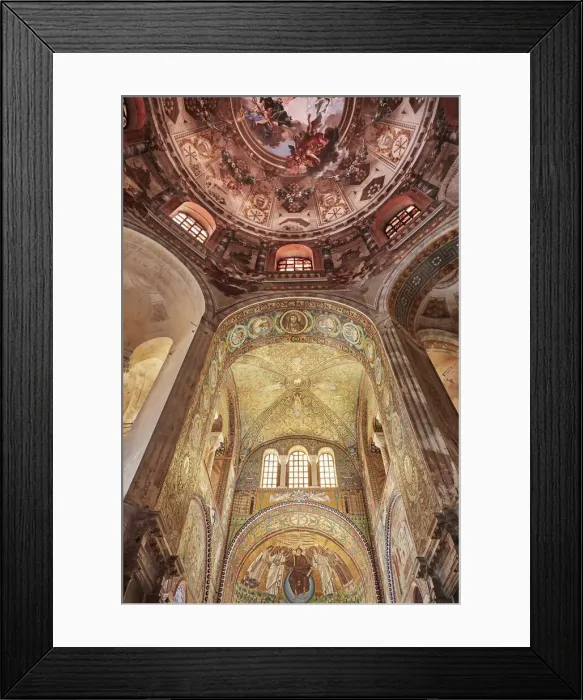 Framed Print : The interior dome of the San Vitales Basilica, with Baroque frescoes Framed Print : The interior dome of the San Vitales Basilica, with Baroque frescoes