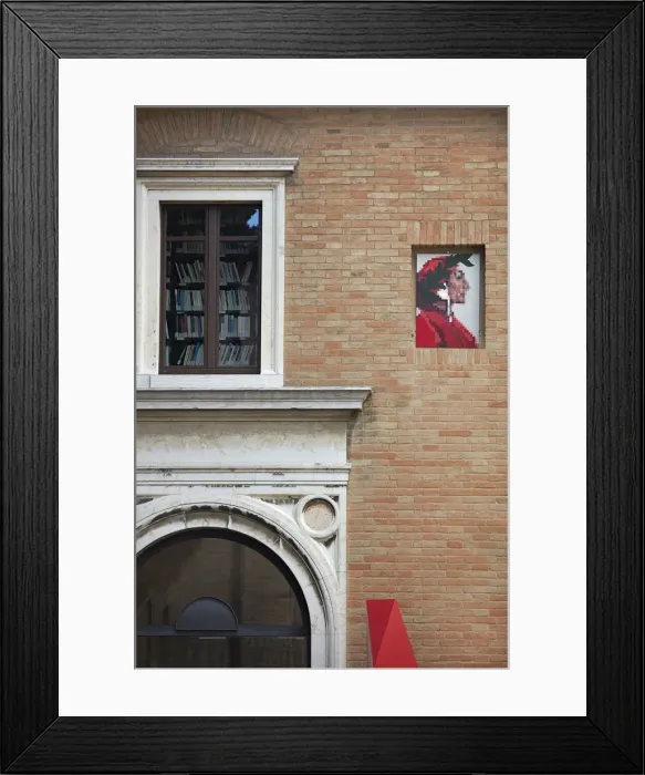 Framed Print : An illustration of Dante Alighieri on the wall of the