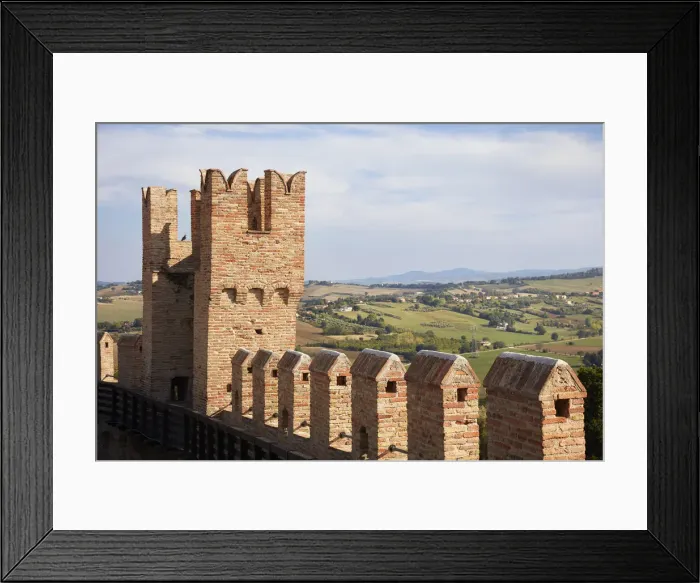 Framed Print : The walls of the medieval village of Gradara with the hills in the background Framed Print : The walls of the medieval village of Gradara with the hills in the background