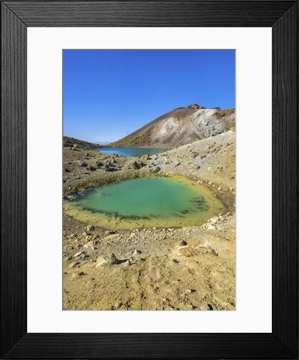 Framed Print : New Zealand, North Island, Tongariro National Park, Emerald Lakes