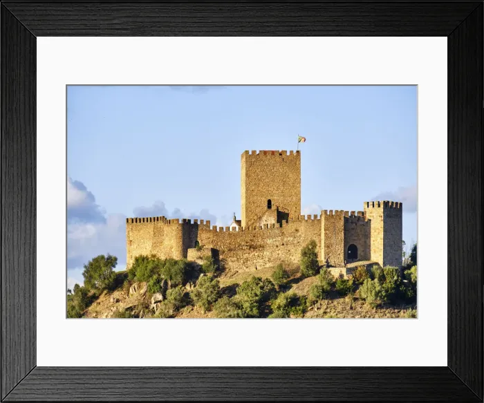 Framed Print : The 13th century castle of the fortified medieval village of Belver Framed Print : The 13th century castle of the fortified medieval village of Belver