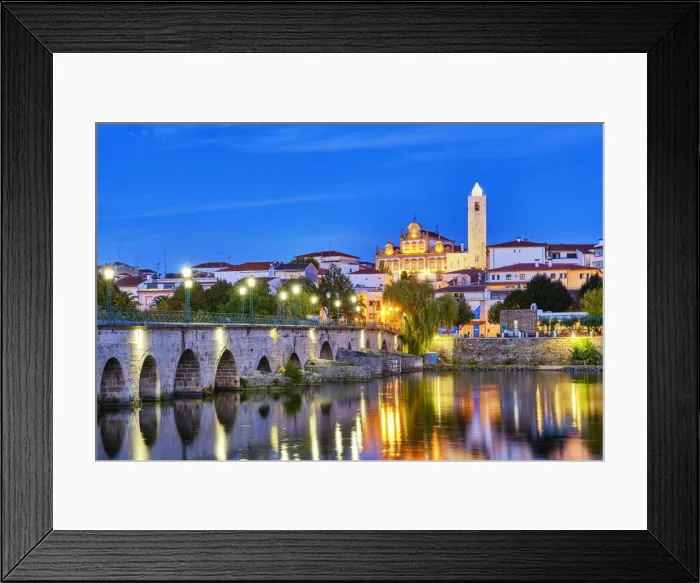 Framed Print : The Tua river and the 16th century bridge, of roman origin, at twilight Framed Print : The Tua river and the 16th century bridge, of roman origin, at twilight