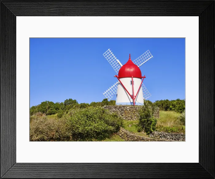 Framed Print : Fontes traditional windmill. Graciosa island, Azores islands. Portugal