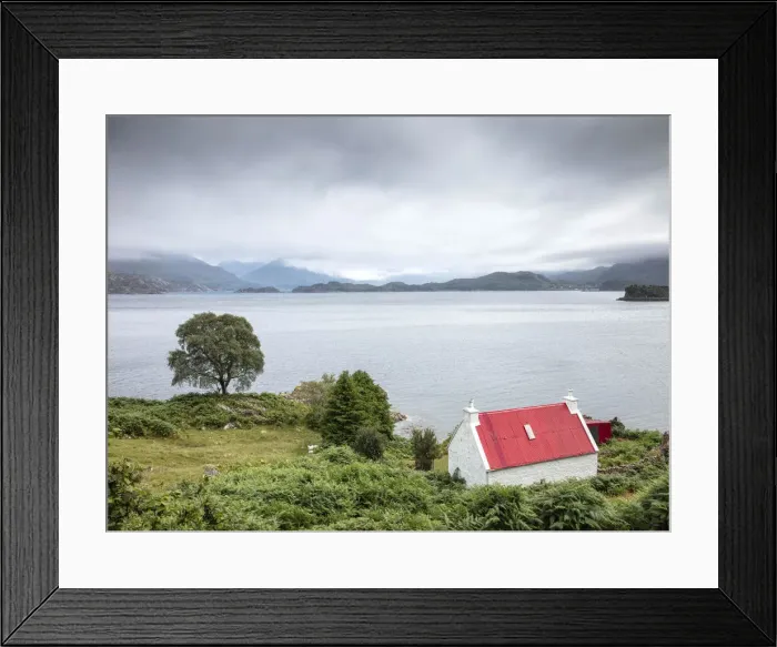 Framed Print : Red-roofed cottage, Applecross Peninsula, Highland Region, Scotland, UK