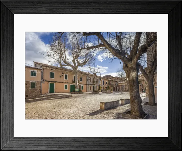 Framed Print : Old town of Valldemossa in front of the Carthusian monastery, Mallorca, Spain Framed Print : Old town of Valldemossa in front of the Carthusian monastery, Mallorca, Spain