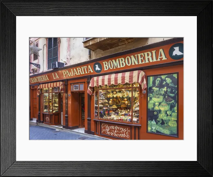 Framed Print : Historic sweet shop Bomboneria La Pajarita in the old town of Palma de Mallorca, Mallorca Framed Print : Historic sweet shop Bomboneria La Pajarita in the old town of Palma de Mallorca, Mallorca