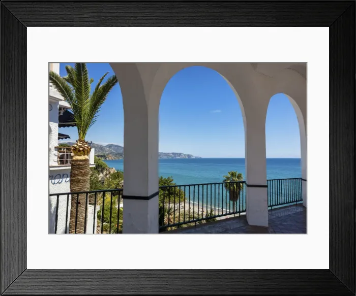 Framed Print : Spain, Andalusia, Mediterranean Sea, Costa del Sol, Nerja town, Balcon de Europa place Framed Print : Spain, Andalusia, Mediterranean Sea, Costa del Sol, Nerja town, Balcon de Europa place