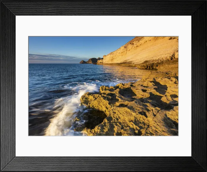 Framed Print : Spain, Andalusia, Mediterranean Sea, Natural park Cabo de Gata, Cala del Cuervo coast Framed Print : Spain, Andalusia, Mediterranean Sea, Natural park Cabo de Gata, Cala del Cuervo coast
