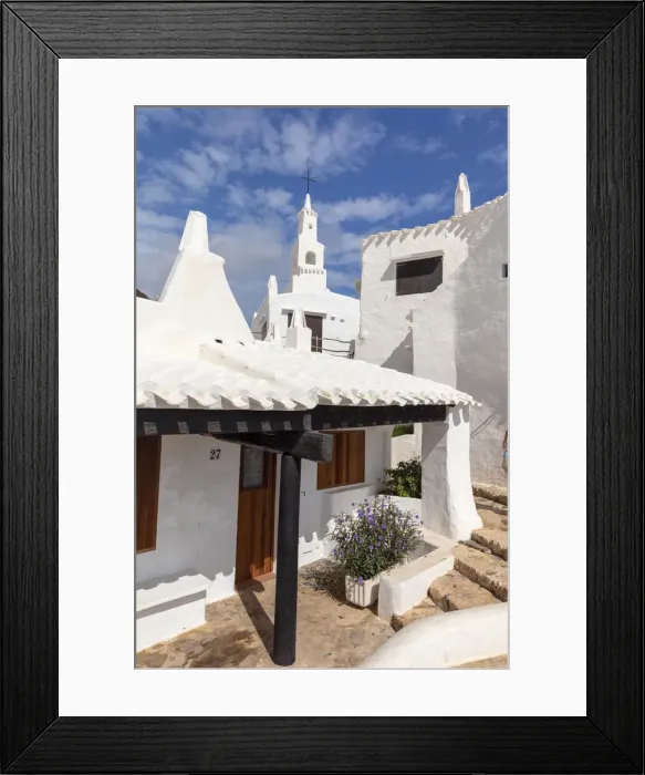 Framed Print : Whitewashed Church & houses in Binibeca Vell, Menorca, Minorca, Balearic Islands, Spain Framed Print : Whitewashed Church & houses in Binibeca Vell, Menorca, Minorca, Balearic Islands, Spain