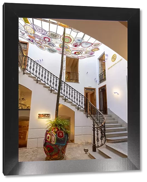 Ornate staircase in the Old Town, Palma de Mallorca, Mallorca, Balearic Islands; Spain