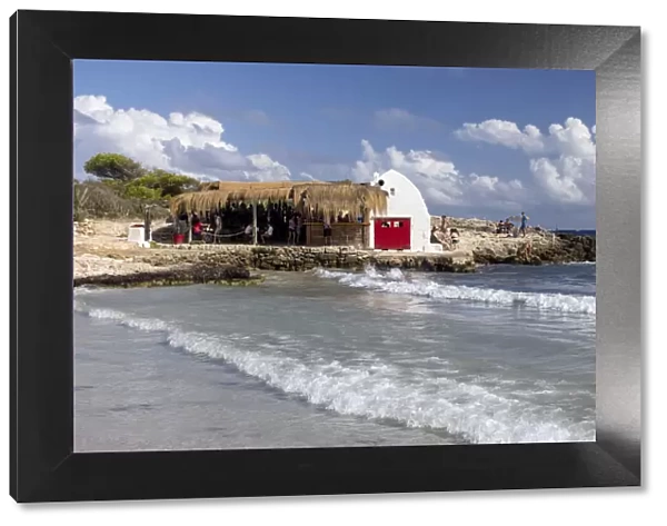 Bar on the beach at Cala Binibeca, Menorca, Minorca, Balearic Islands, Spain