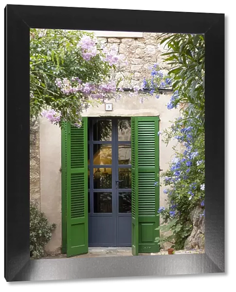 A colourful door in the village of Fornalutx, Mallorca, Balearic Islands; Spain
