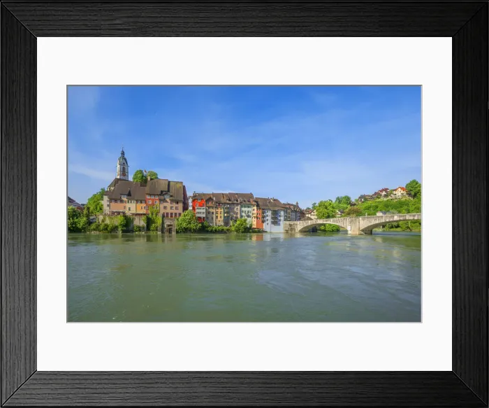 Framed Print : View at Laufenburg with river Rhine, Canton Aargau, Switzerland Framed Print : View at Laufenburg with river Rhine, Canton Aargau, Switzerland