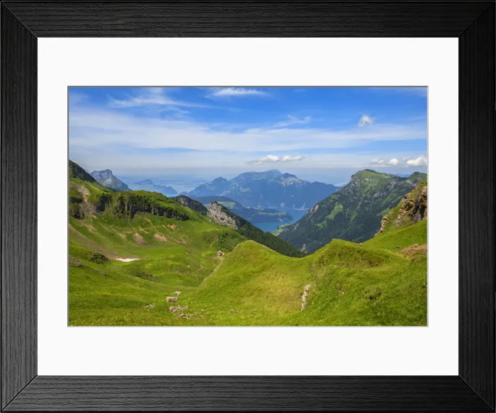 Framed Print : View at Vierwaldstatter lake with Rigi and Fronalpsstock, Riemenstalden, Glarner Alps Framed Print : View at Vierwaldstatter lake with Rigi and Fronalpsstock, Riemenstalden, Glarner Alps