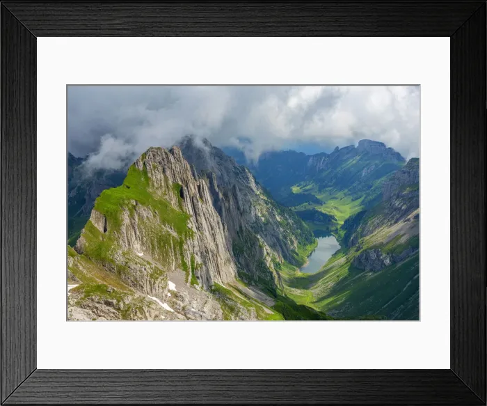 Framed Print : View from Altmann at Falen lake, Canton Appenzell, Switzerland Framed Print : View from Altmann at Falen lake, Canton Appenzell, Switzerland