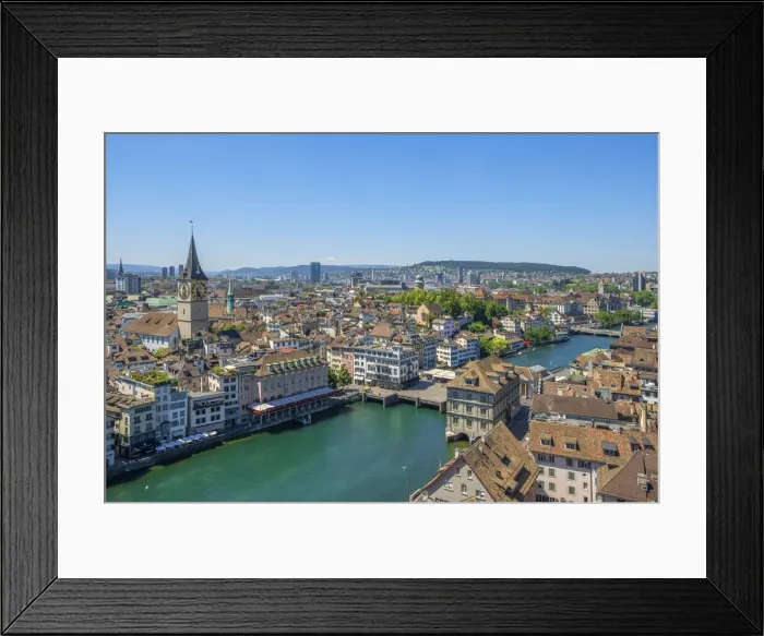 Framed Print : View at Zurich from the Grossmunster, Canton Zurich, Switzerland Framed Print : View at Zurich from the Grossmunster, Canton Zurich, Switzerland