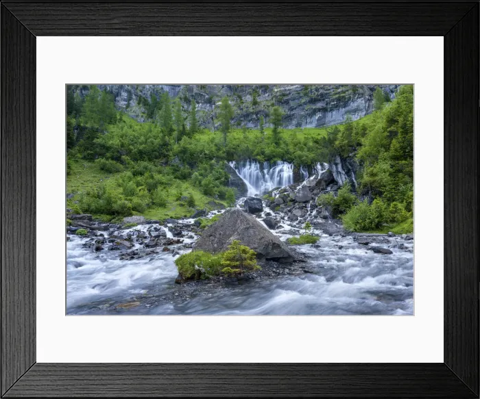 Framed Print : Switzerland, Berner Oberland, Sieben Brunnen waterfalls, source Framed Print : Switzerland, Berner Oberland, Sieben Brunnen waterfalls, source
