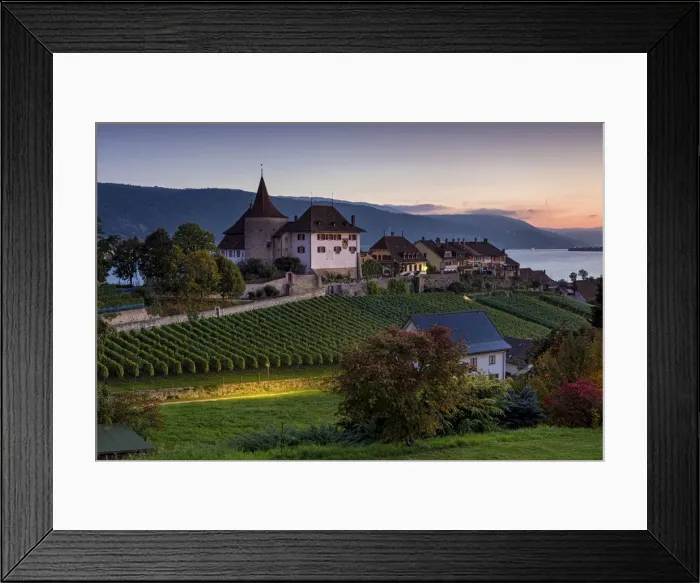 Framed Print : Switzerland, Berner Oberland, Erlach village, Erlach castle, Lake Biel Framed Print : Switzerland, Berner Oberland, Erlach village, Erlach castle, Lake Biel