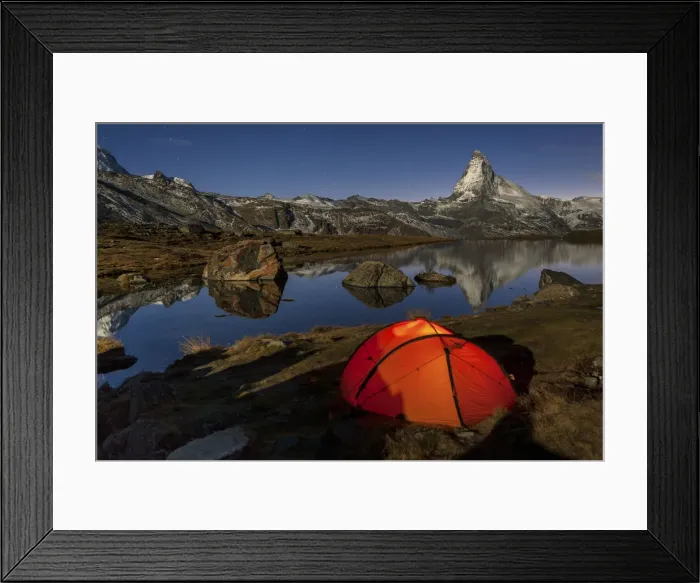 Framed Print : Switzerland, Canton of Valais, lake Stellisee, Matterhorn