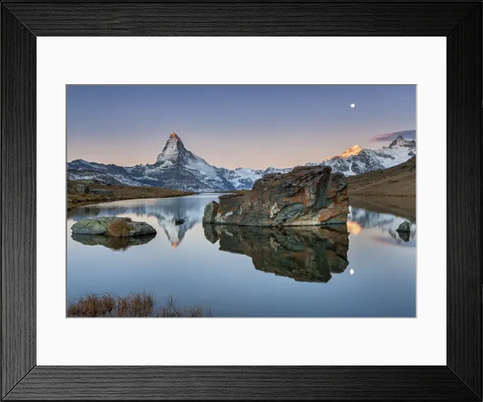 Framed Print : Switzerland, Canton of Valais, lake Stellisee, Matterhorn