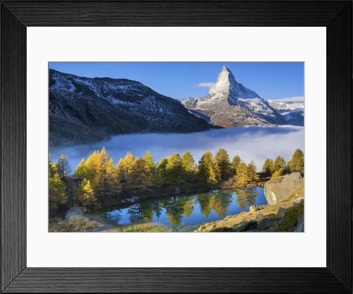 Framed Print : Switzerland, Canton of Valais, lake Grindjisee, Matterhorn Framed Print : Switzerland, Canton of Valais, lake Grindjisee, Matterhorn