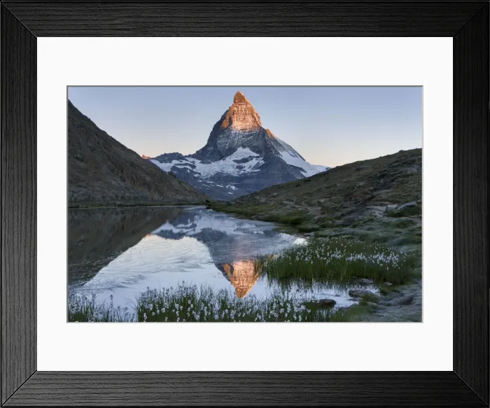 Framed Print : Switzerland, Canton of Valais, lake Riffelsee, Matterhorn Framed Print : Switzerland, Canton of Valais, lake Riffelsee, Matterhorn