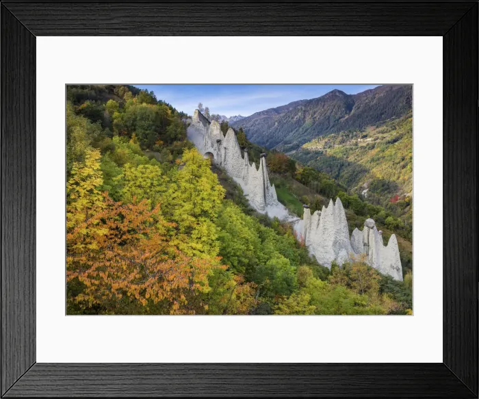 Framed Print : Switzerland, Canton of Valais, Earth pyramids near Euseigne village Framed Print : Switzerland, Canton of Valais, Earth pyramids near Euseigne village