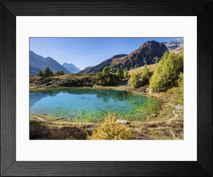 Framed Print : Schweiz, Kanton Wallis, Val d Herens valley, lake Bleu Framed Print : Schweiz, Kanton Wallis, Val d Herens valley, lake Bleu