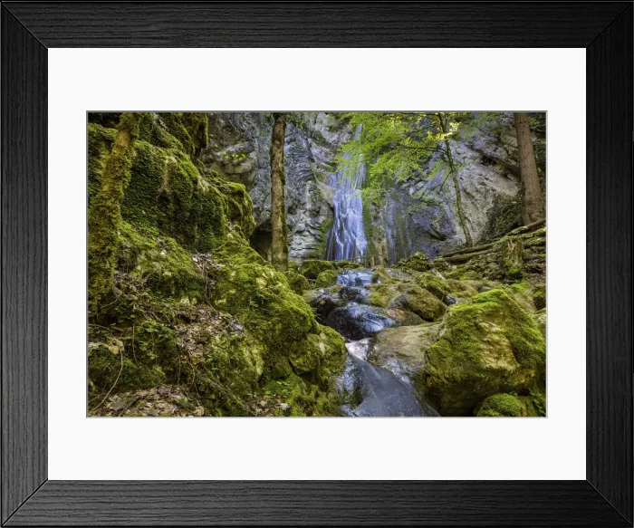 Framed Print : Switzerland, Canton of Neuchatel, waterfall near Motiers village Framed Print : Switzerland, Canton of Neuchatel, waterfall near Motiers village