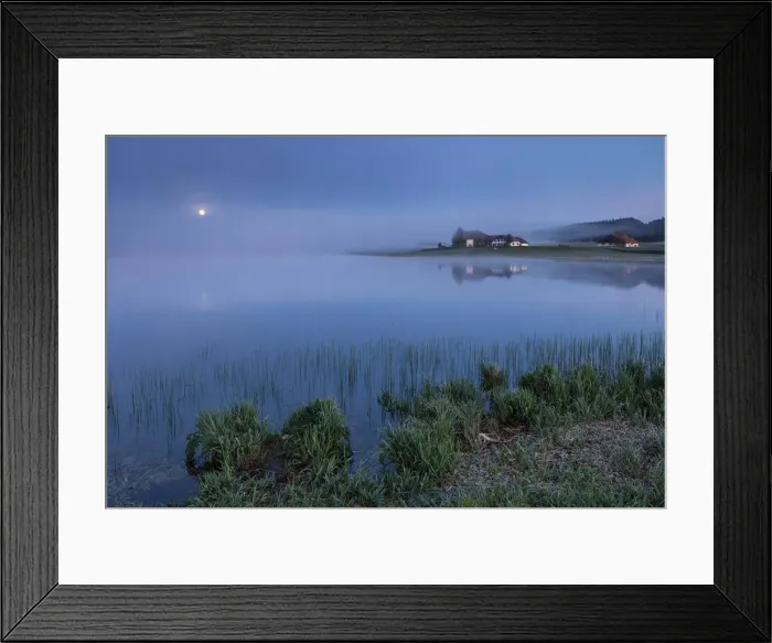 Framed Print : Switzerland, Canton of Neuchatel, Lake Tailleres, Moonset Framed Print : Switzerland, Canton of Neuchatel, Lake Tailleres, Moonset
